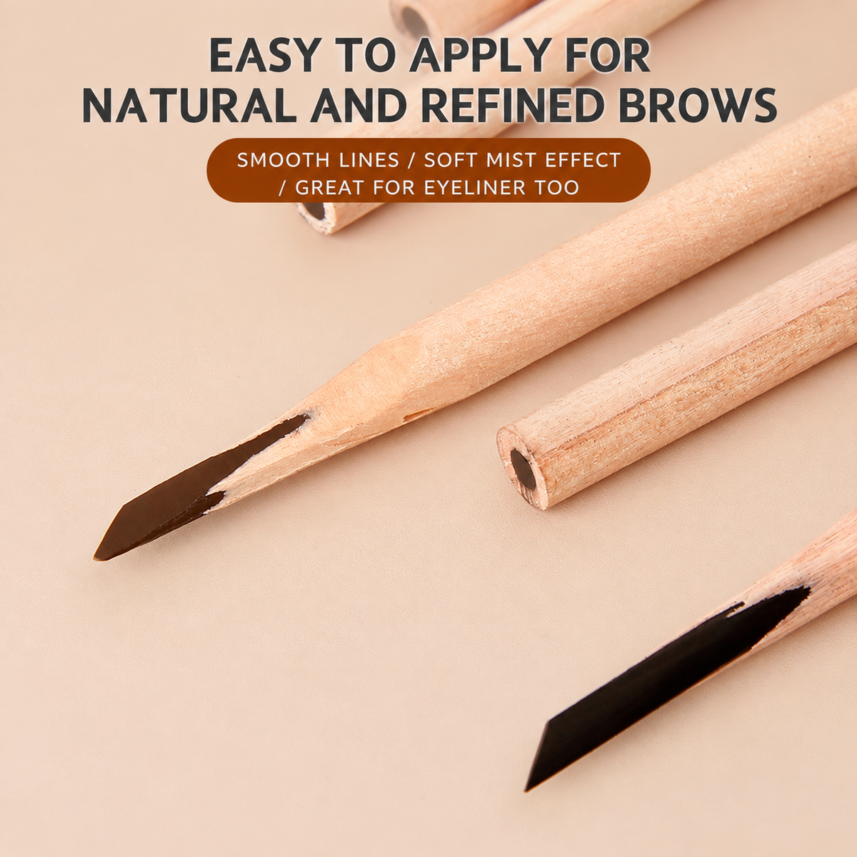 Professional Wooden Round-Core Machete Eyebrow Pencil – Waterproof Brow Mapping & Hairstroke Design Pencil, 12PCS/Pack