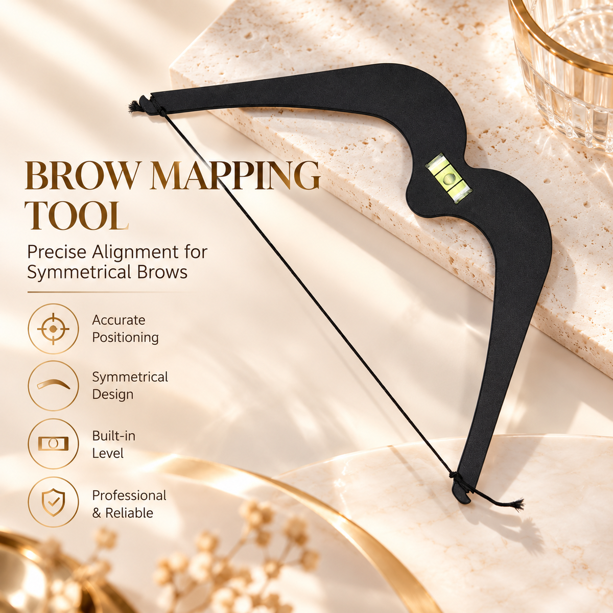 Professional PMU Lip Mapping Ruler with Bubble Level – Metal Lip Symmetry Design Tool