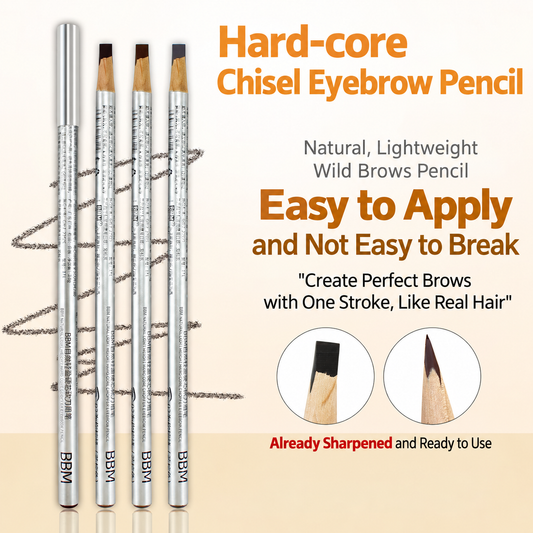 BBM Natural Lightweight Hard-Core Chisel Eyebrow Pencil – Waterproof Brow Mapping & Makeup Pencil – 12PCS/Pack