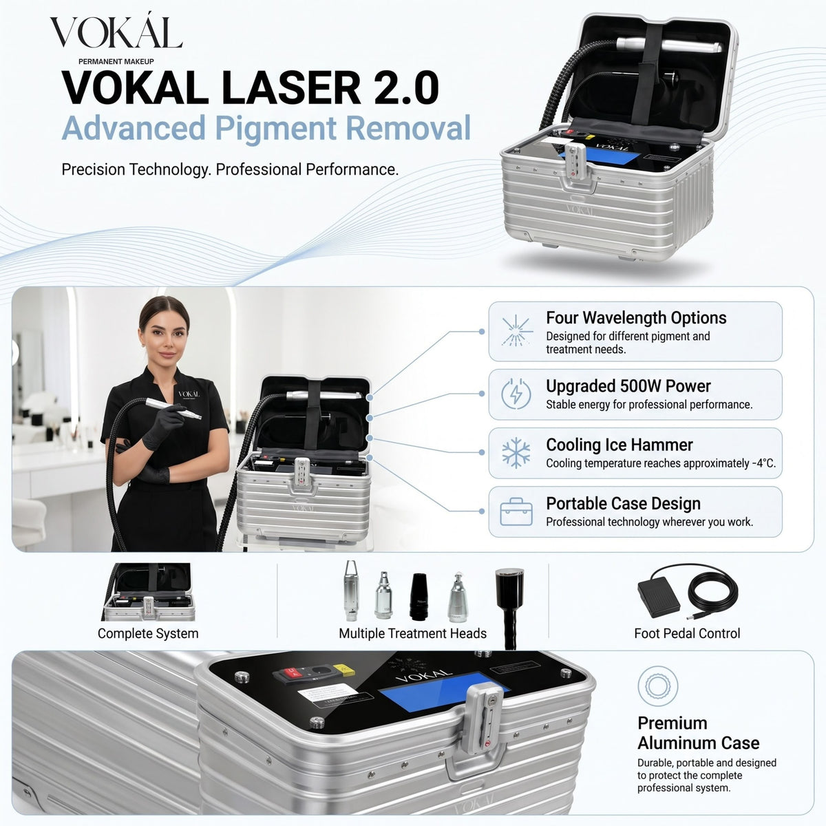 VOKAL LASER 2.0 Professional Pigment Removal Laser System – Multi-Wavelength PMU & Tattoo Removal Machine