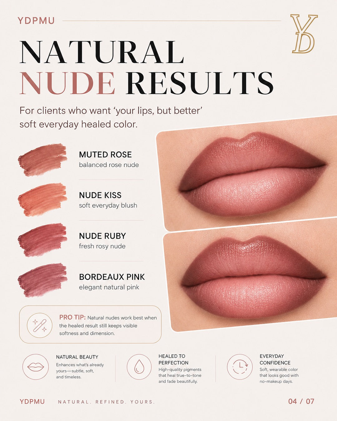 YD Powder Liquid Lip Pigments – 10 Nude Collection (6ml)