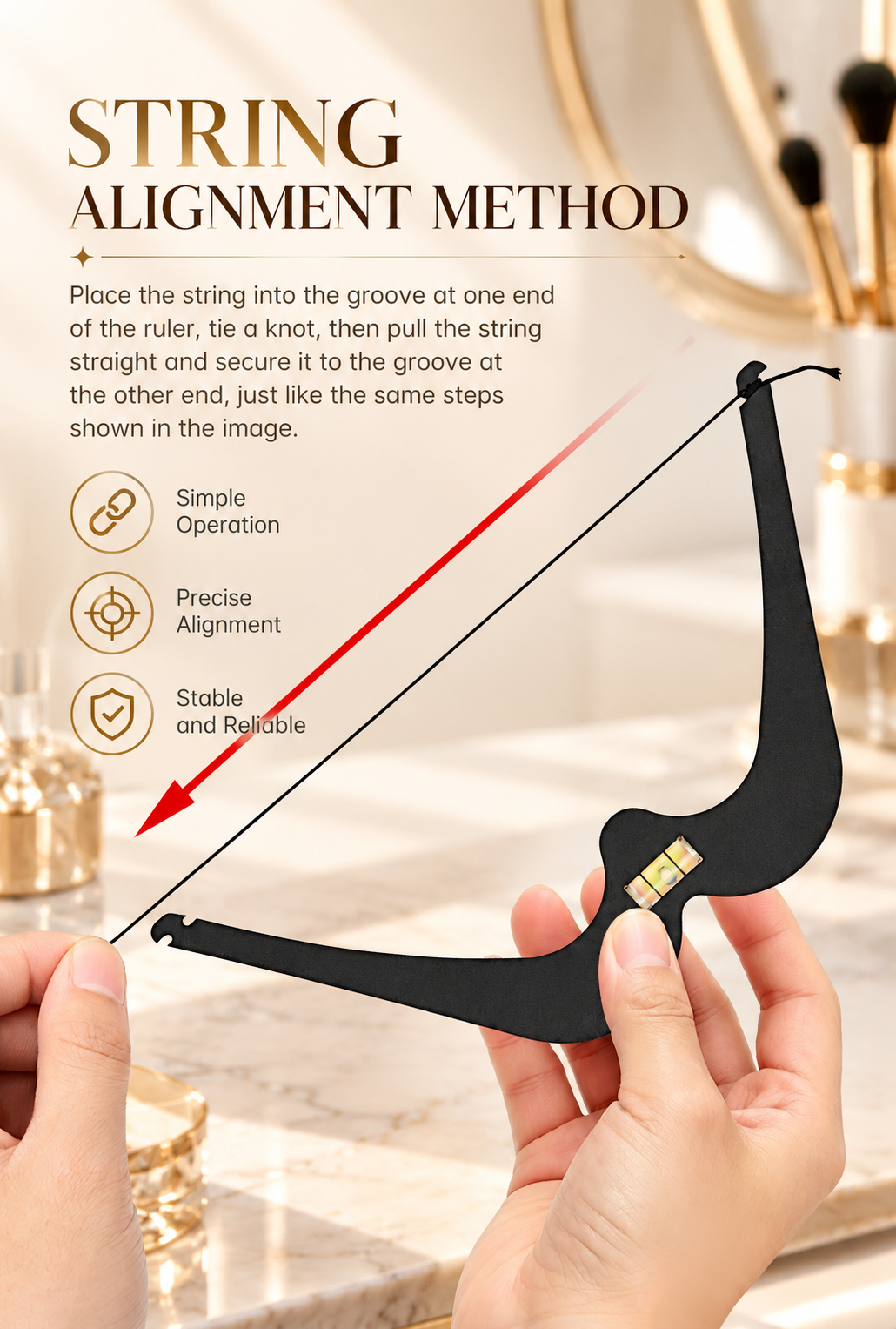 Professional PMU Lip Mapping Ruler with Bubble Level – Metal Lip Symmetry Design Tool