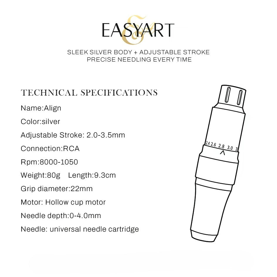 EASYART ALIGN (TG003) – Ultra-Light Adjustable Stroke PMU Machine (Silver)