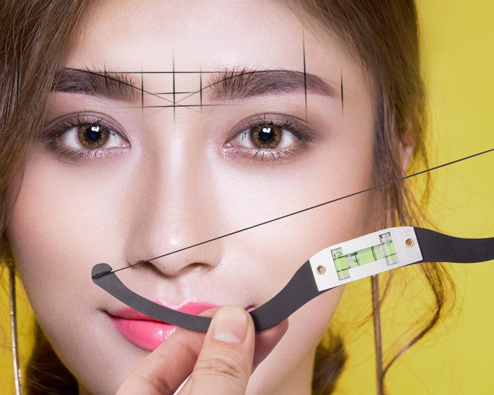 Aluminum Alloy Bow-Shaped Eyebrow Ruler with Horizontal & Vertical Level