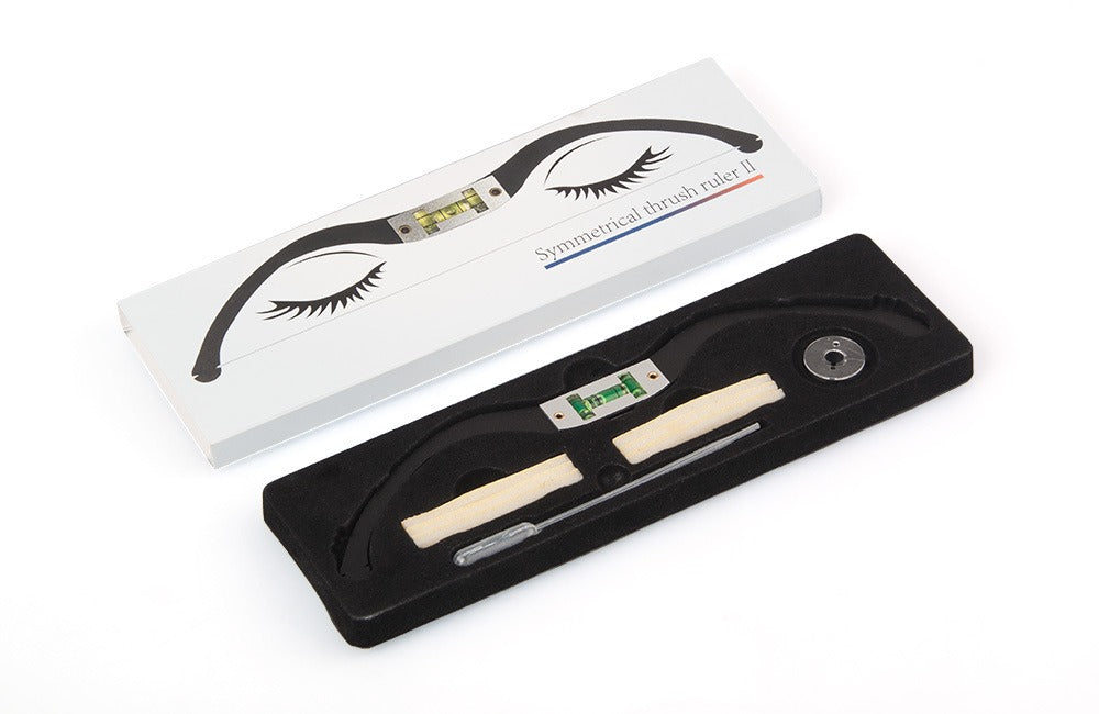 Aluminum Alloy Bow-Shaped Eyebrow Ruler with Horizontal & Vertical Level