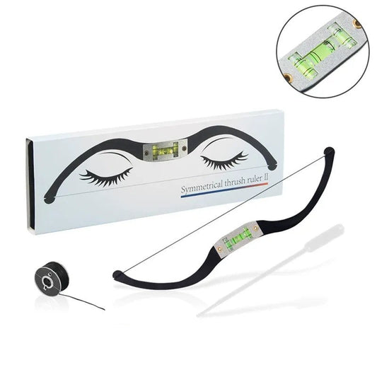 Aluminum Alloy Bow-Shaped Eyebrow Ruler with Horizontal & Vertical Level