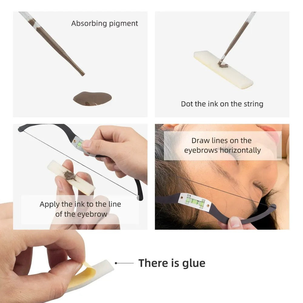 Aluminum Alloy Bow-Shaped Eyebrow Ruler with Horizontal & Vertical Level