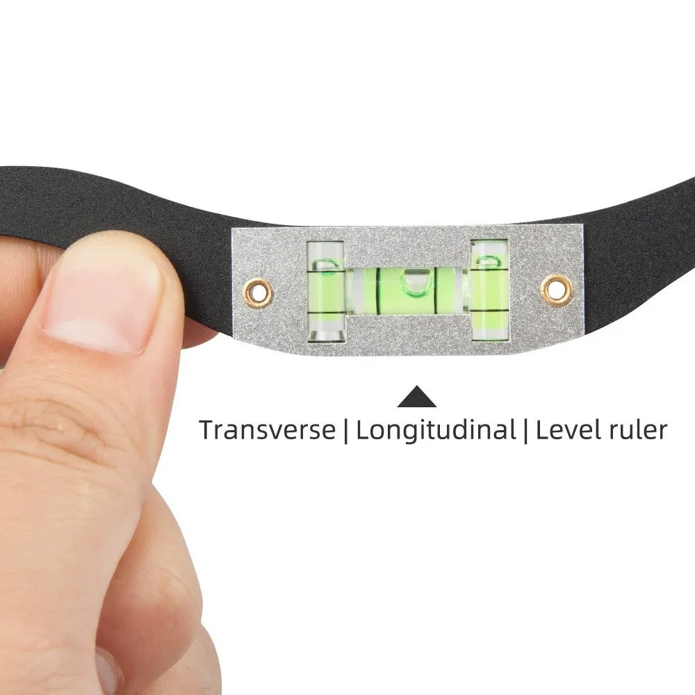 Aluminum Alloy Bow-Shaped Eyebrow Ruler with Horizontal & Vertical Level