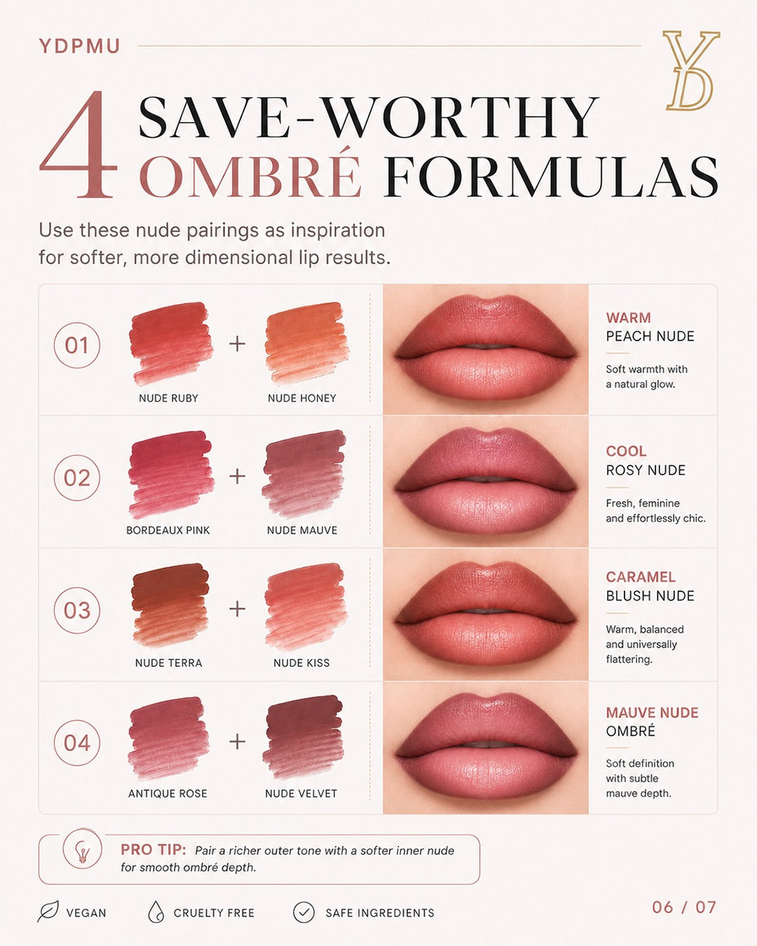 YD Powder Liquid Lip Pigments – 10 Nude Collection (6ml)