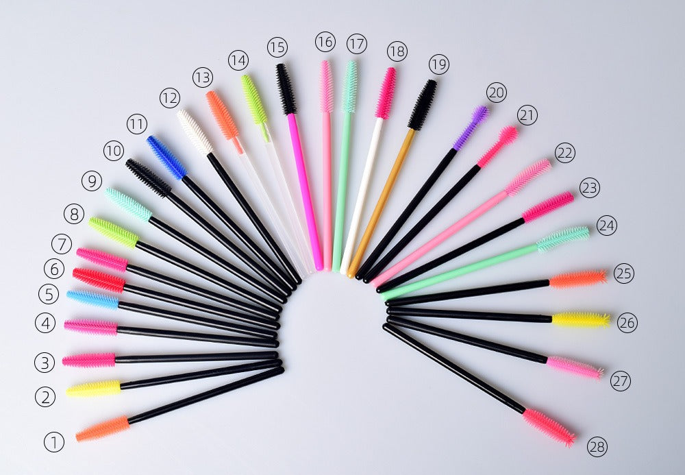 Disposable Silicone Mascara Wands – Colorful Flexible Eyelash & Brow Brushes | 50PCS