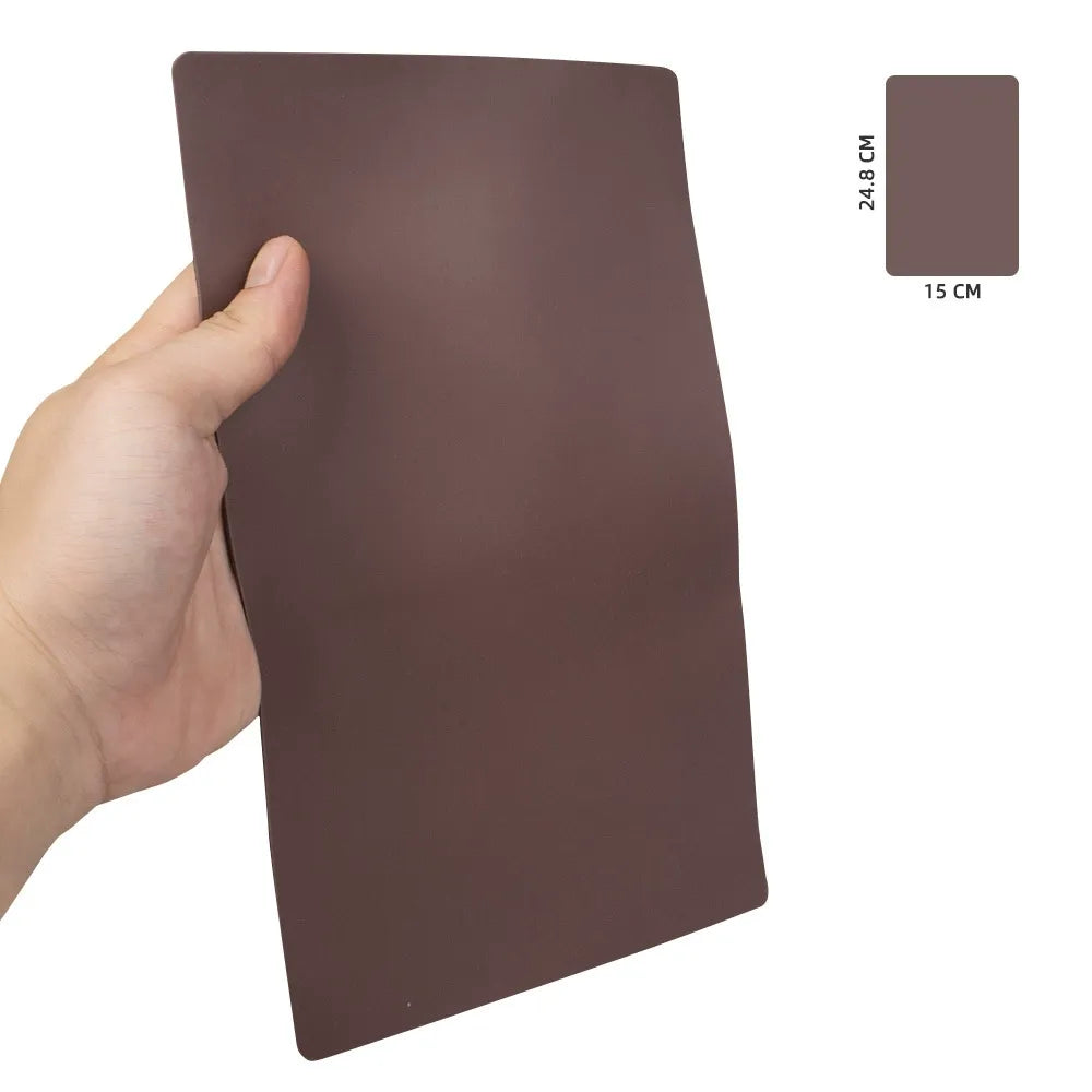 Blank Brown Double-Sided PMU & Tattoo Practice Skin | Long Rectangle Flexible Silicone Training Pad