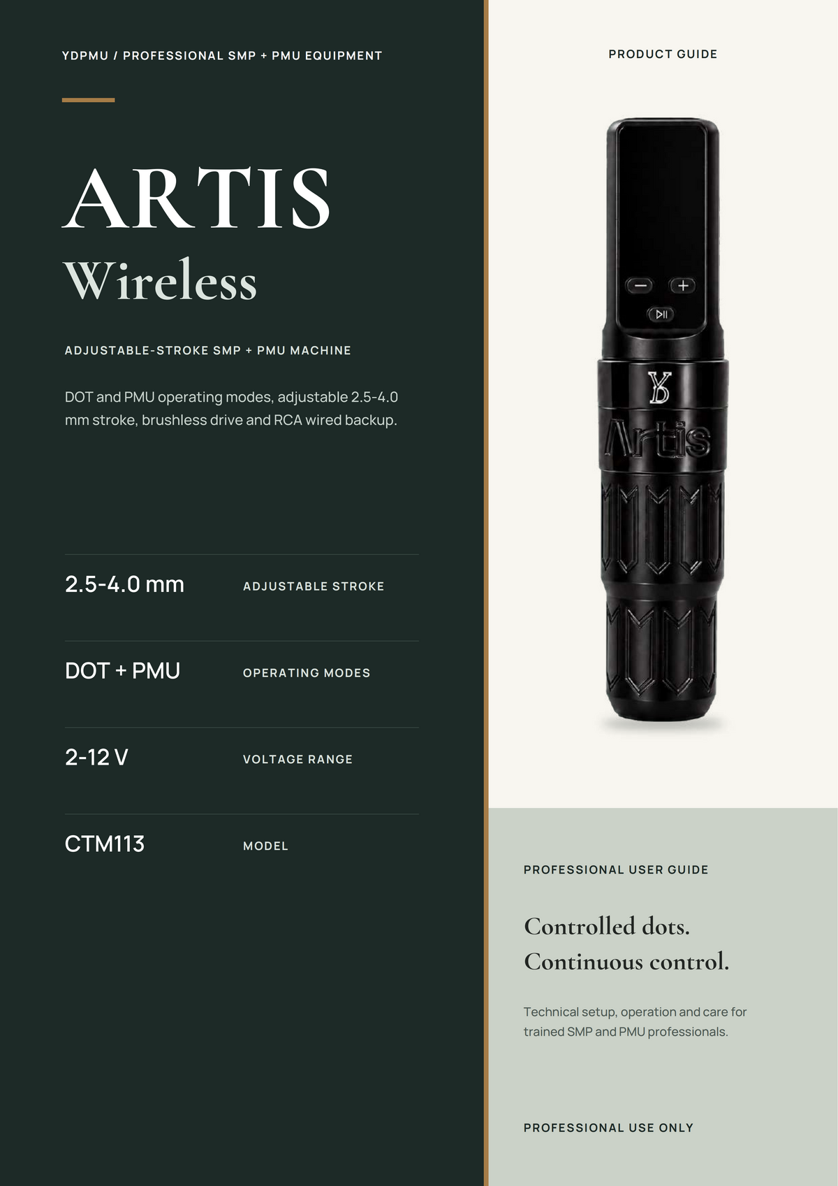 YD Artis Wireless SMP Machine – DOT Mode, Adjustable 2.5–4.0mm Stroke
