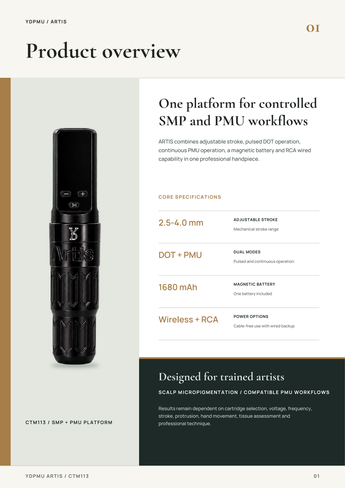 YD Artis Wireless SMP Machine – DOT Mode, Adjustable 2.5–4.0mm Stroke