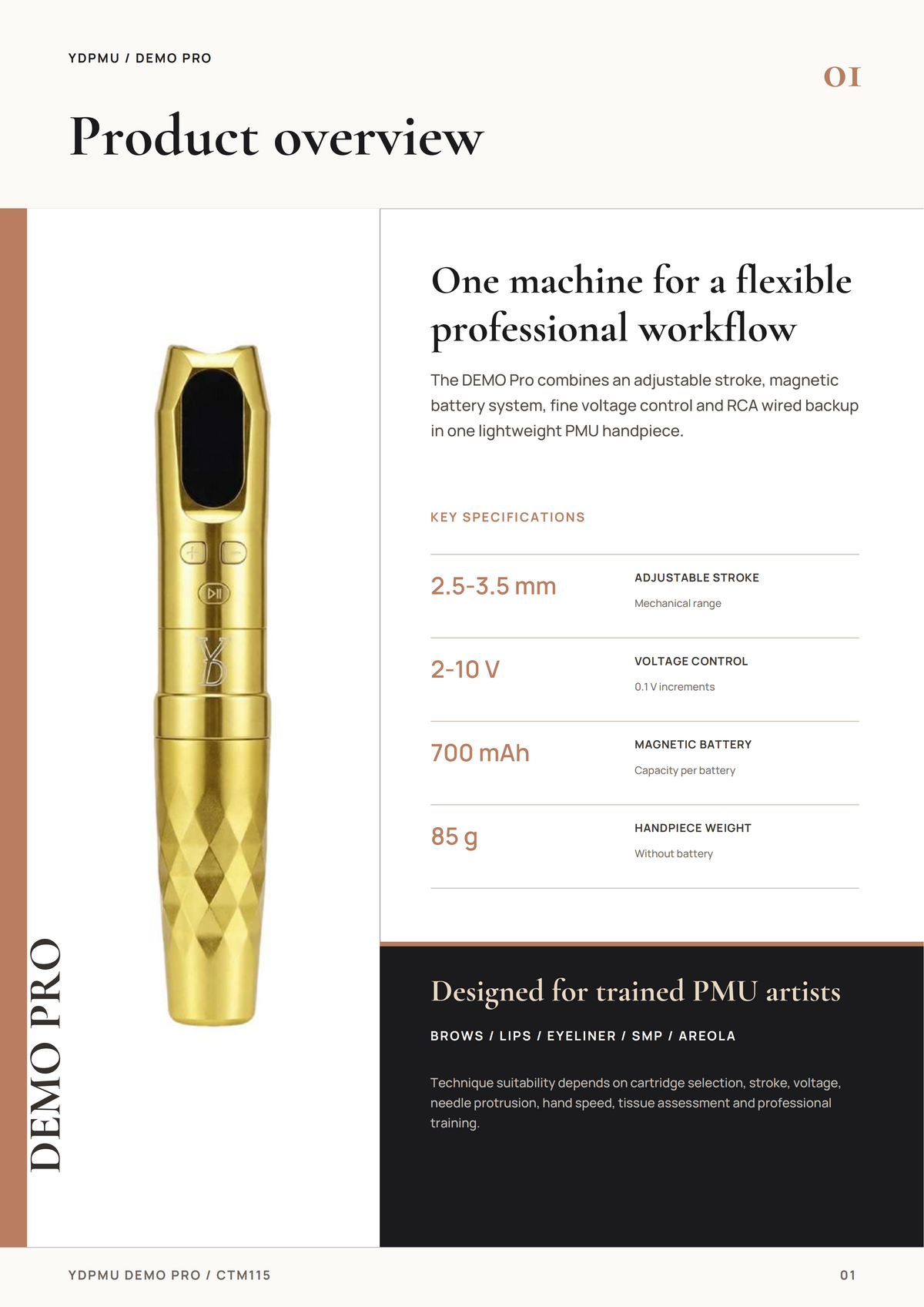 YD DEMO Pro Wireless PMU Machine – Continuously Adjustable 2.5–3.5mm Stroke