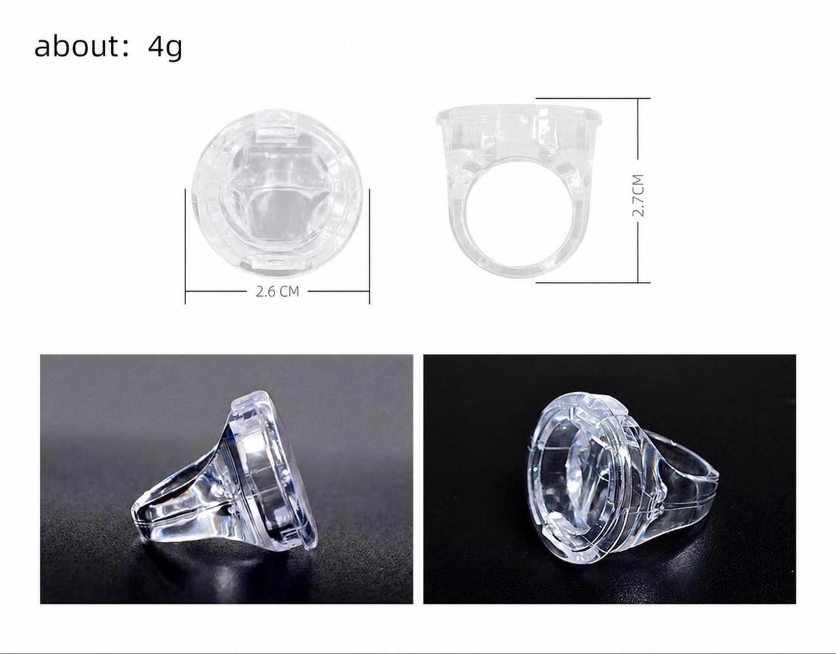 Crystal Flip-Lid Pigment Ring Cup – Transparent PMU Ink Holder for Microblading, Tattoo & Permanent Makeup