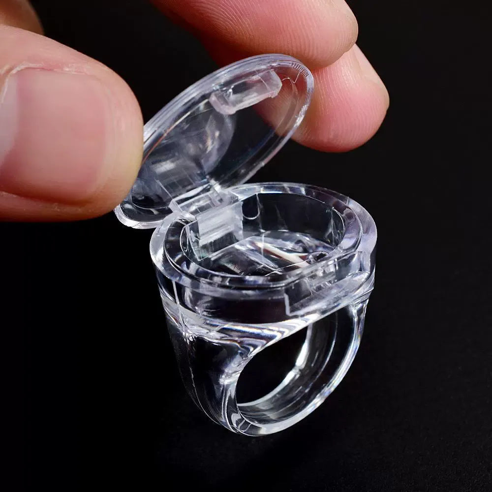 Crystal Flip-Lid Pigment Ring Cup – Transparent PMU Ink Holder for Microblading, Tattoo & Permanent Makeup