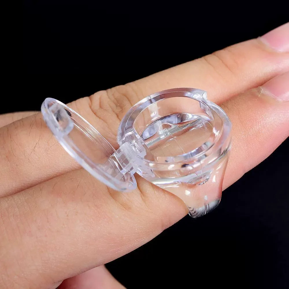 Crystal Flip-Lid Pigment Ring Cup – Transparent PMU Ink Holder for Microblading, Tattoo & Permanent Makeup