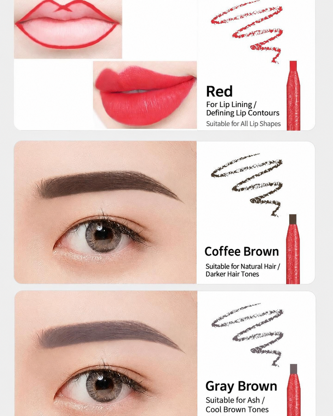Professional Pull-String Hard-Core Eyebrow Pencil – Waterproof PMU Brow Mapping Pencil, 12PCS/Box