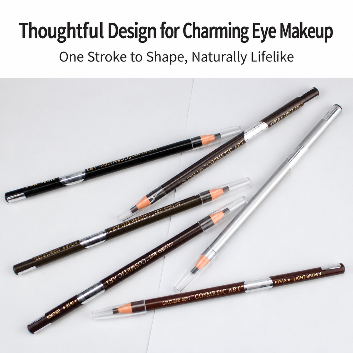 NILAI 1818 Professional Pull-String Eyebrow Pencil – Waterproof Flat-Tip Brow Mapping & Makeup Pencil - 12PCS/PACK