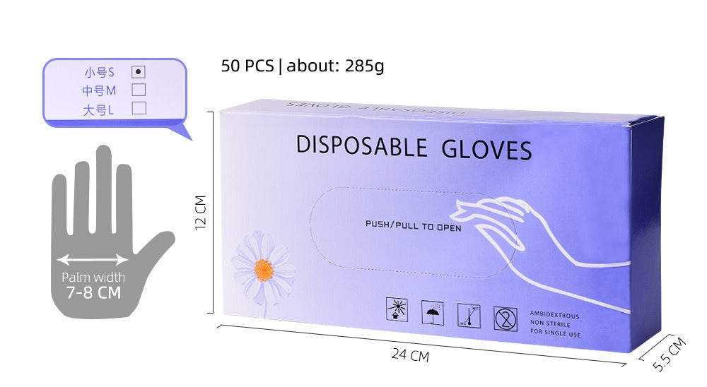 Disposable PVC Gloves for PMU & Beauty Use | 50PCS Transparent Hygiene Gloves