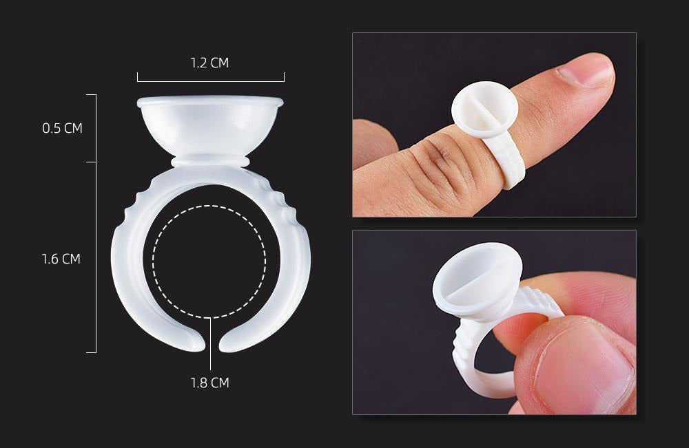 Disposable White Pigment Ring Cups – PMU Ink & Eyelash Glue Holder