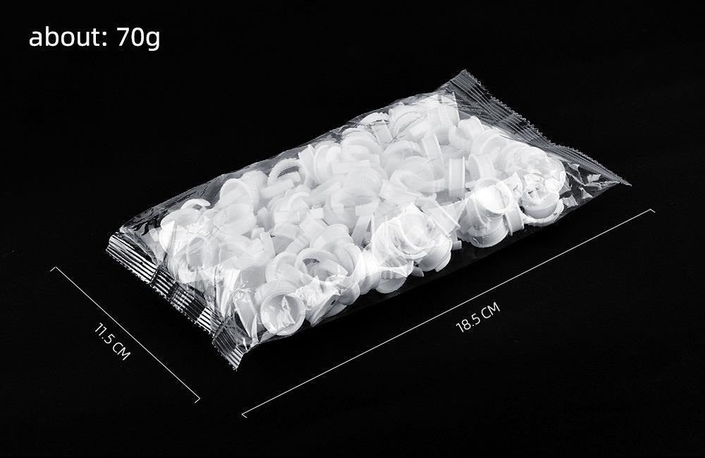 Disposable White Pigment Ring Cups – PMU Ink & Eyelash Glue Holder
