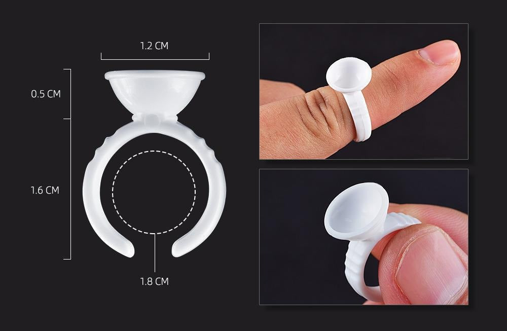 Disposable White Pigment Ring Cups – PMU Ink & Eyelash Glue Holder
