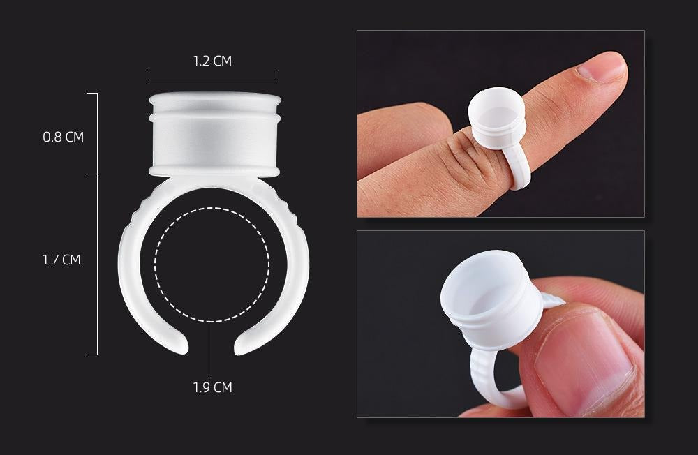 Disposable White Pigment Ring Cups – PMU Ink & Eyelash Glue Holder
