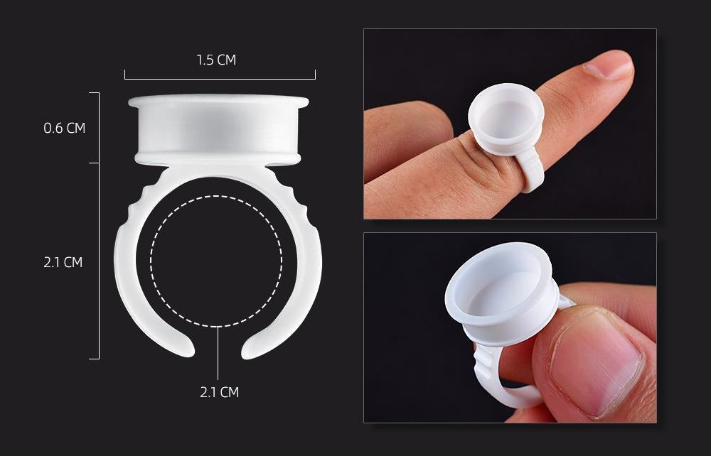 Disposable White Pigment Ring Cups – PMU Ink & Eyelash Glue Holder
