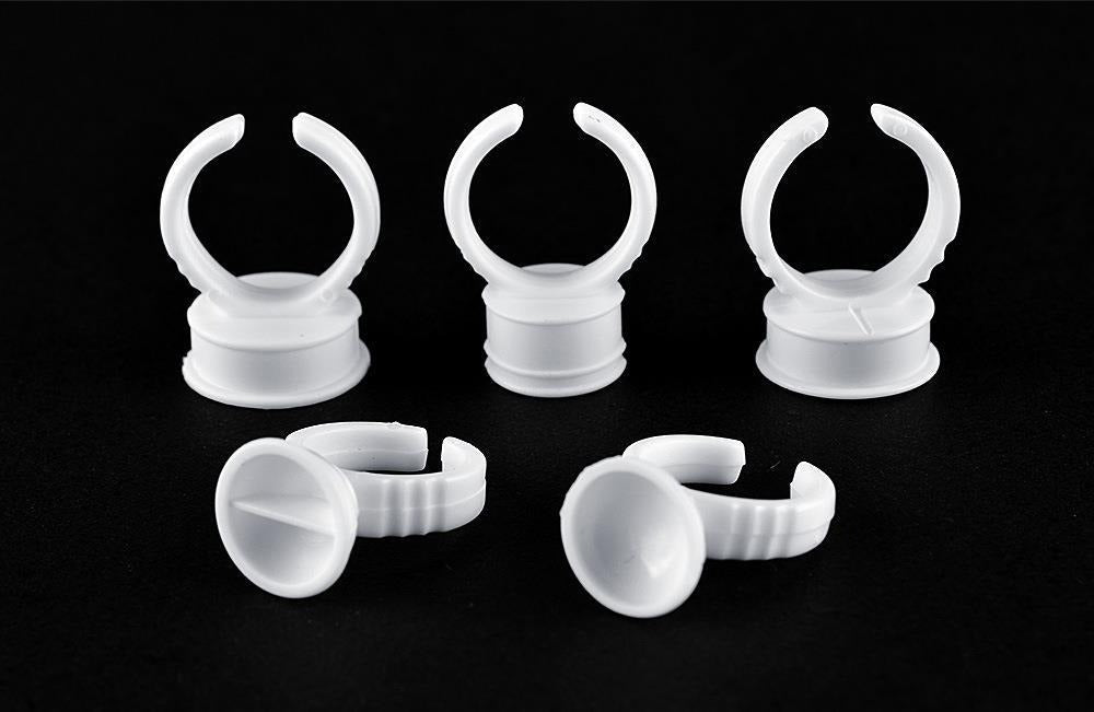 Disposable White Pigment Ring Cups – PMU Ink & Eyelash Glue Holder