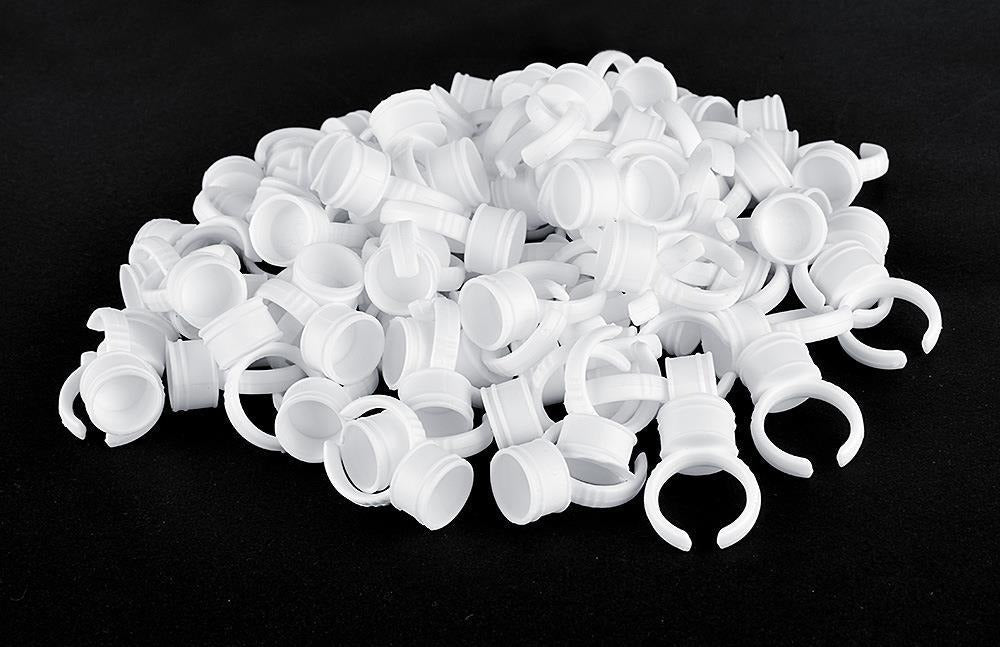 Disposable White Pigment Ring Cups – PMU Ink & Eyelash Glue Holder
