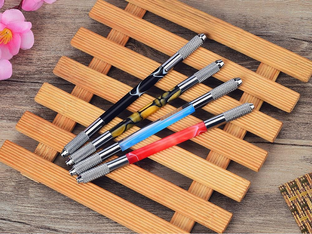 Double-Ended Acrylic Marble Manual PMU Pen – Multifunctional Microblading Blade Holder