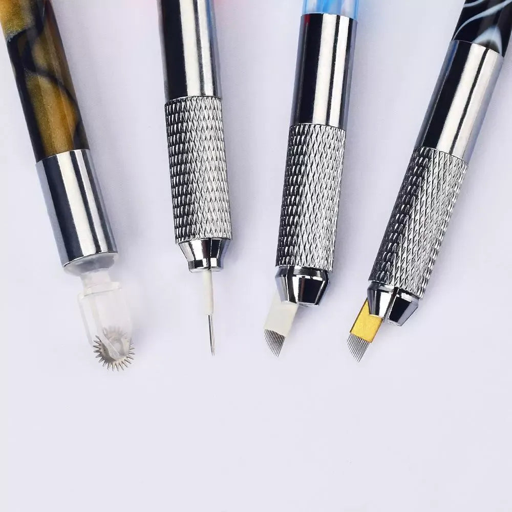 Double-Ended Acrylic Marble Manual PMU Pen – Multifunctional Microblading Blade Holder
