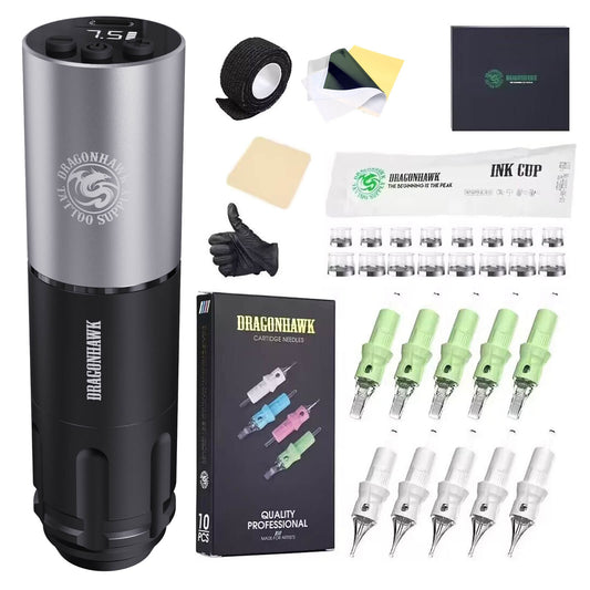 Dragonhawk A1 Wireless Tattoo Pen Machine Starter Kit | 3.5mm Stroke Professional Tattoo Machine Bundle