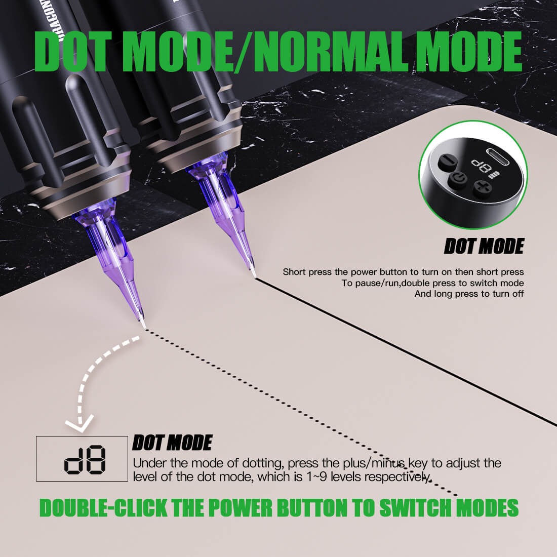 Dragonhawk A1 Wireless Tattoo Pen Machine Starter Kit | 3.5mm Stroke Professional Tattoo Machine Bundle