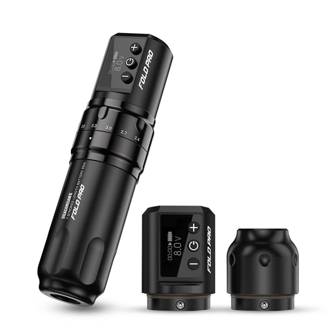 Dragonhawk Fold Pro Wireless PMU Tattoo Pen Machine with 7 Stroke Lengths - Free Shipping