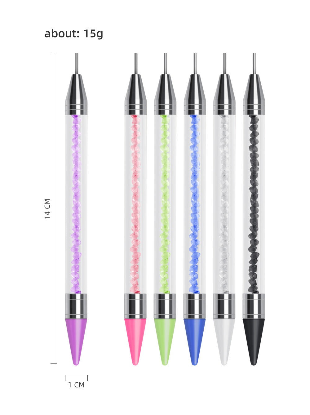 Dual-Ended Rhinestone Picker & Nail Art Dotting Pen – Crystal Wax Pen with Metal Storage Case