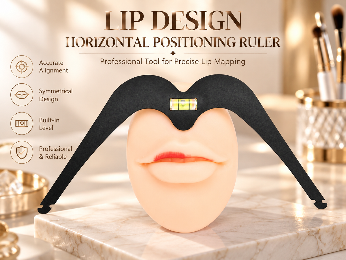Professional PMU Lip Mapping Ruler with Bubble Level – Metal Lip Symmetry Design Tool