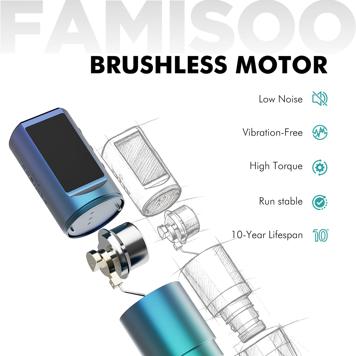 FAMISOO XV611 AURORA Wireless Multi-Frequency PMU Machine – 4 Smart Modes, 3.5mm Stroke
