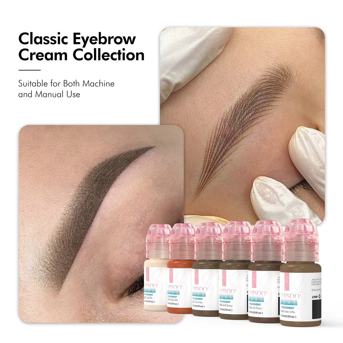 FAMISOO® LUXE 15ml Brow & Eyeliner PMU Pigment – 13 Liquid & Cream Colors for Nano Brows & Microblading