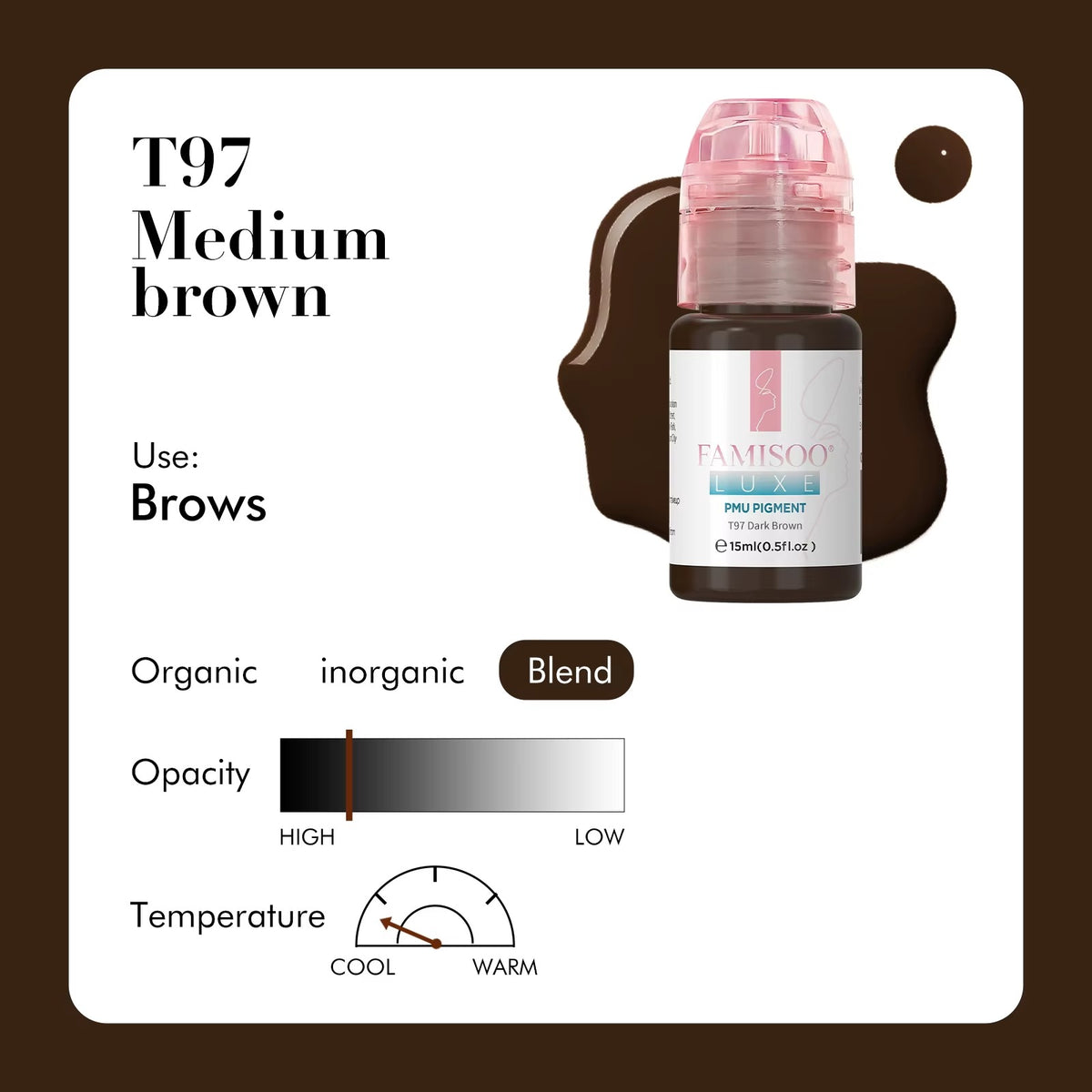 FAMISOO® LUXE 15ml Brow & Eyeliner PMU Pigment – 13 Liquid & Cream Colors for Nano Brows & Microblading