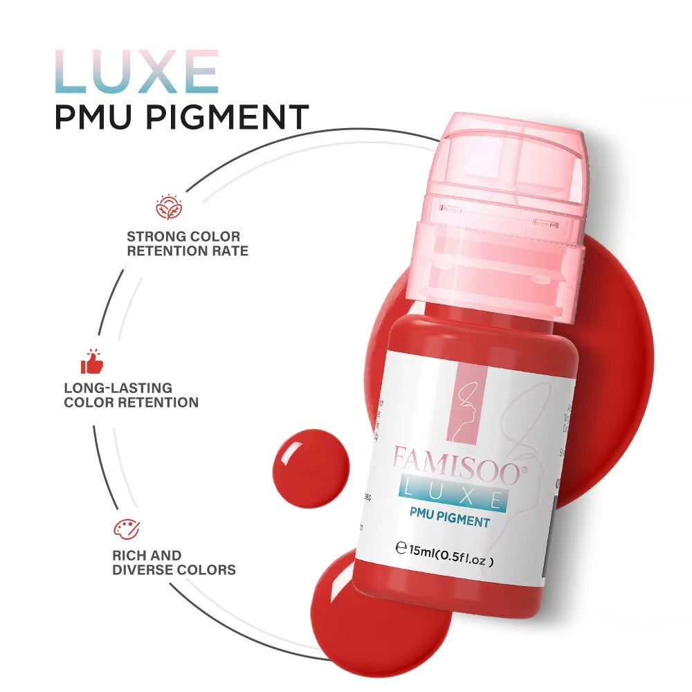 FAMISOO® LUXE Rose 15ml Liquid Lip PMU Pigment – 12 Colors for Lip Blush