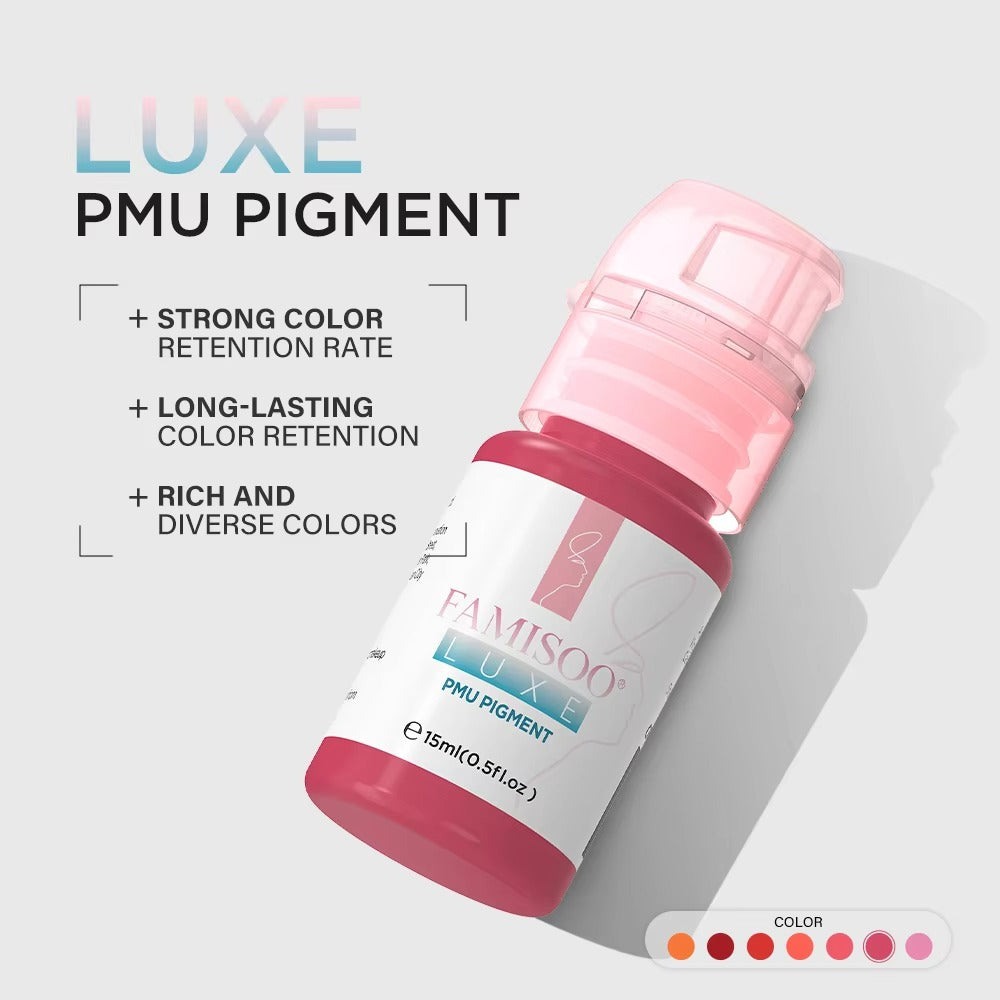 FAMISOO® LUXE Rose 15ml Liquid Lip PMU Pigment – 12 Colors for Lip Blush