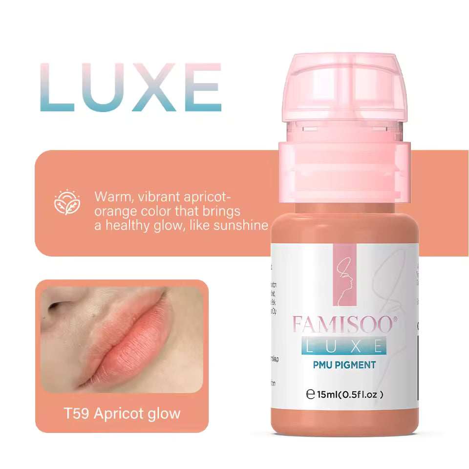 FAMISOO® LUXE Rose 15ml Liquid Lip PMU Pigment – 12 Colors for Lip Blush