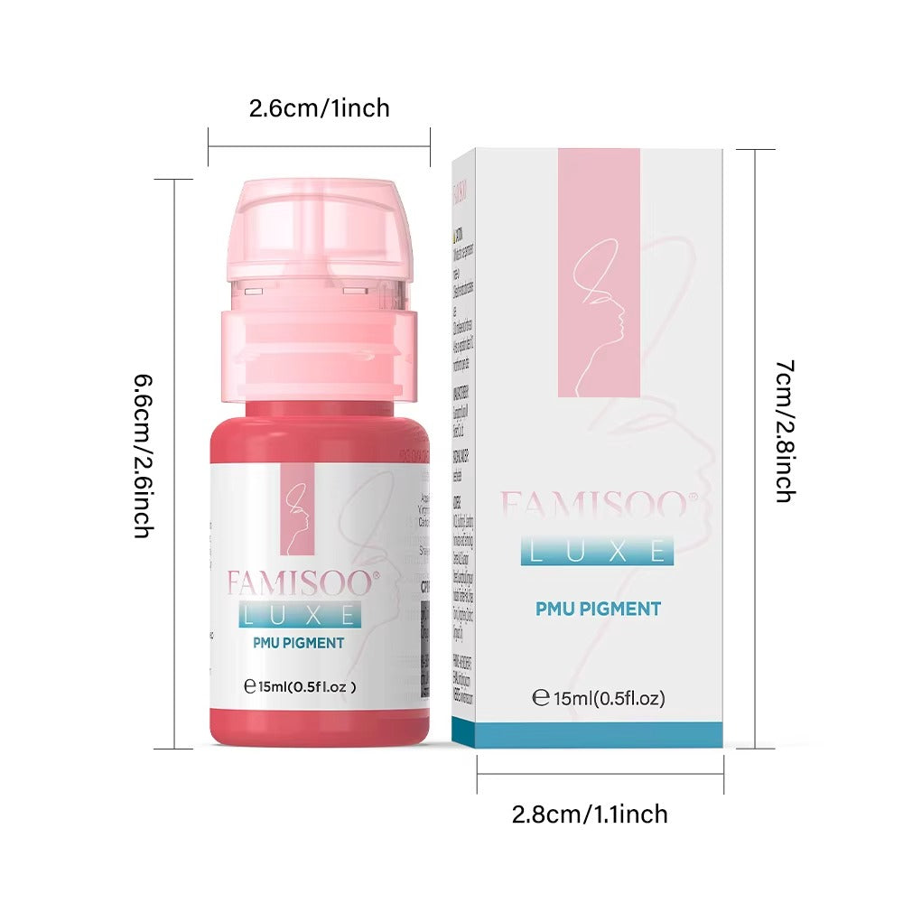 FAMISOO® LUXE Rose 15ml Liquid Lip PMU Pigment – 12 Colors for Lip Blush