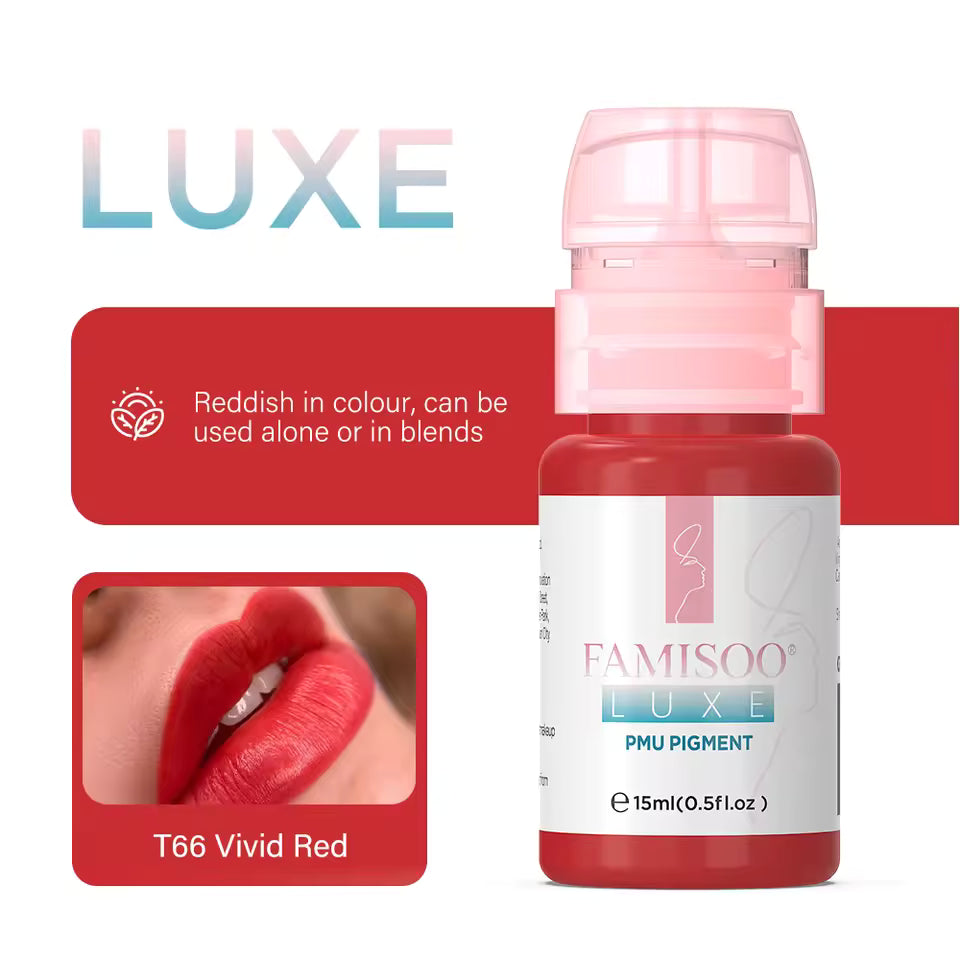 FAMISOO® LUXE Rose 15ml Liquid Lip PMU Pigment – 12 Colors for Lip Blush