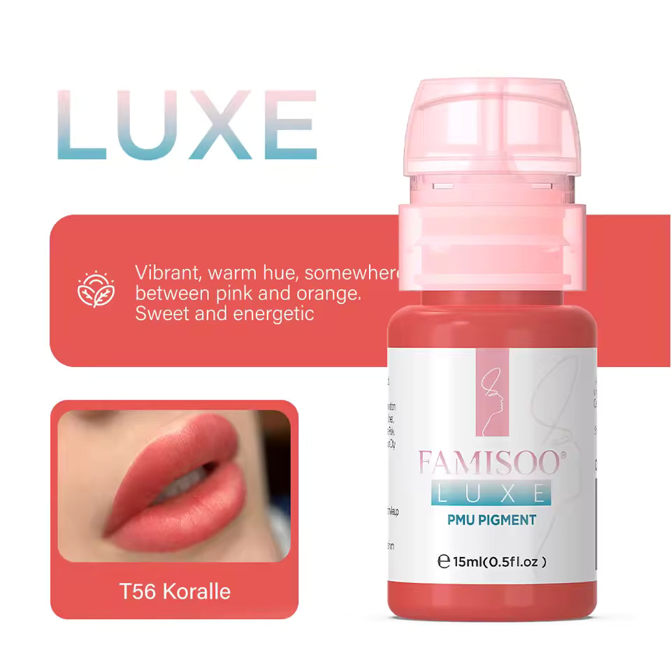 FAMISOO® LUXE Rose 15ml Liquid Lip PMU Pigment – 12 Colors for Lip Blush