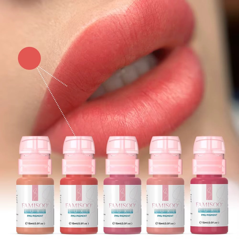 FAMISOO® LUXE Rose 15ml Liquid Lip PMU Pigment – 12 Colors for Lip Blush