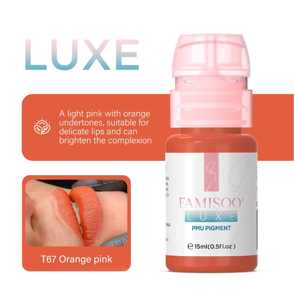 FAMISOO® LUXE Rose 15ml Liquid Lip PMU Pigment – 12 Colors for Lip Blush