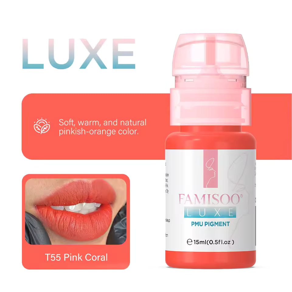 FAMISOO® LUXE Rose 15ml Liquid Lip PMU Pigment – 12 Colors for Lip Blush